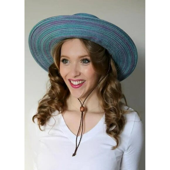 SunGrubbies Rachel UPF 50 Sun Hat Removable Chinstrap Purple Blue $59 Medium - Picture 2 of 11